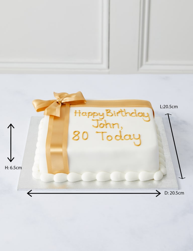 Personalised Celebration Sponge Cake with Gold Ribbon (Serves 30