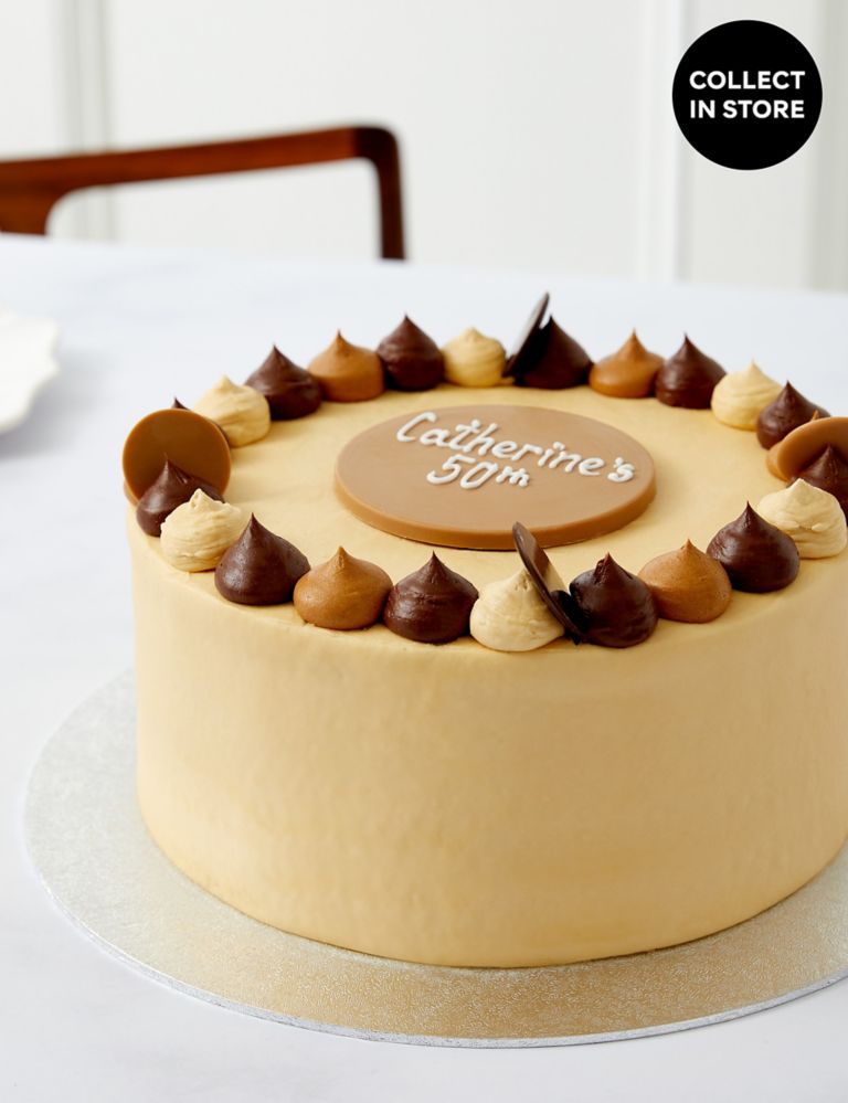 Personalised Extra Large Chocolate & Caramel Cake (Serves 24) 1 of 7