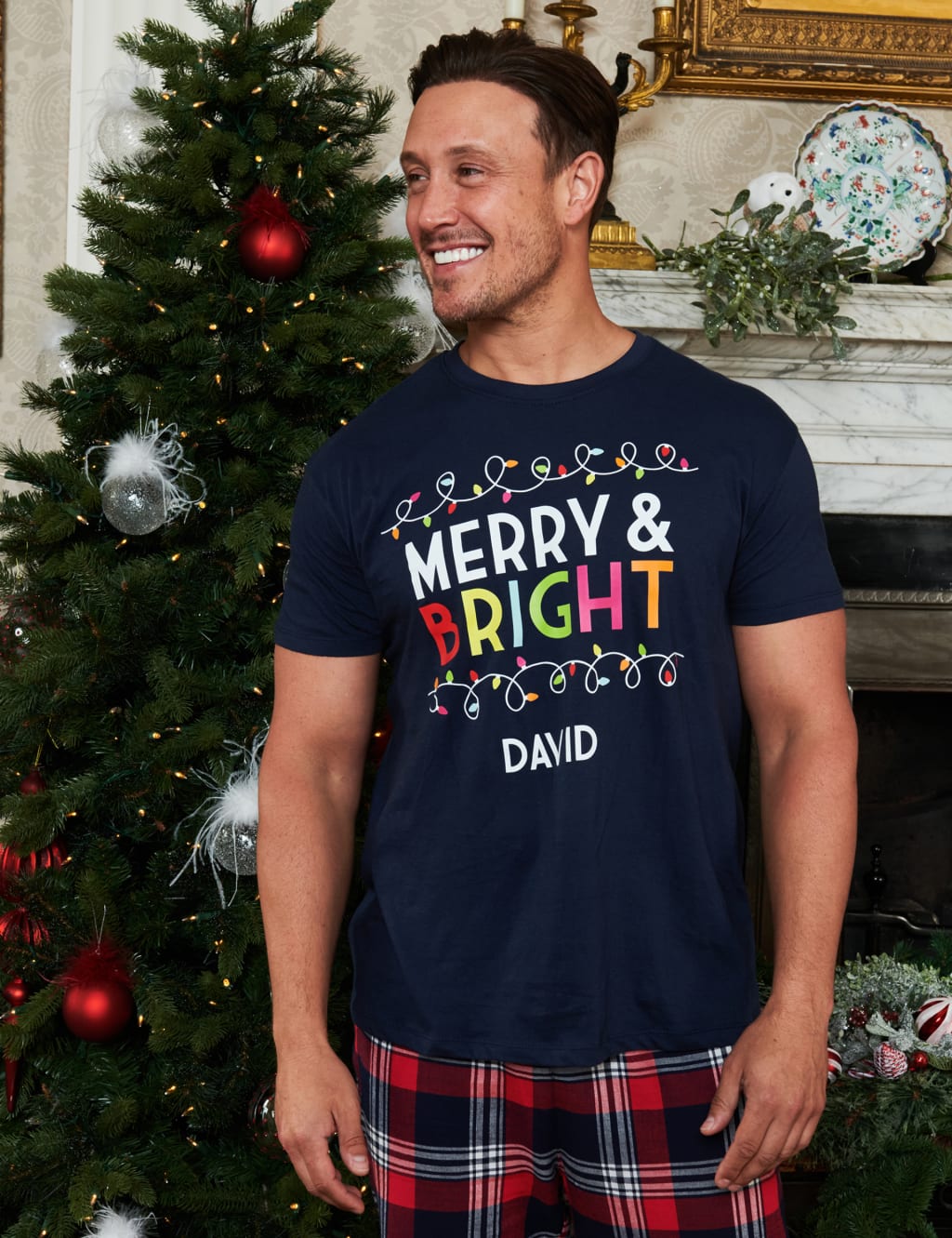 Personalised Festive Mens Pyjamas Dollymix M&S