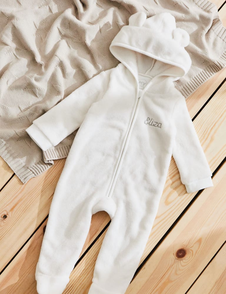 Personalised Ivory Fleece Onesie (0-18 Mths) 2 of 5