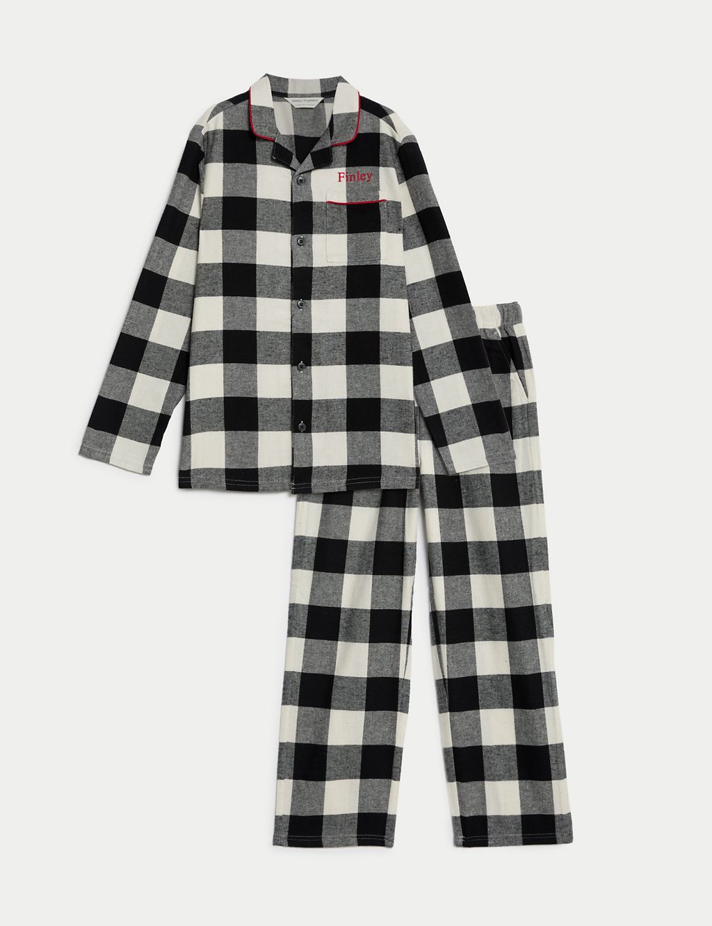 Personalised Kids' Mono Check Pyjama Set (1-16 Yrs) 1 of 6