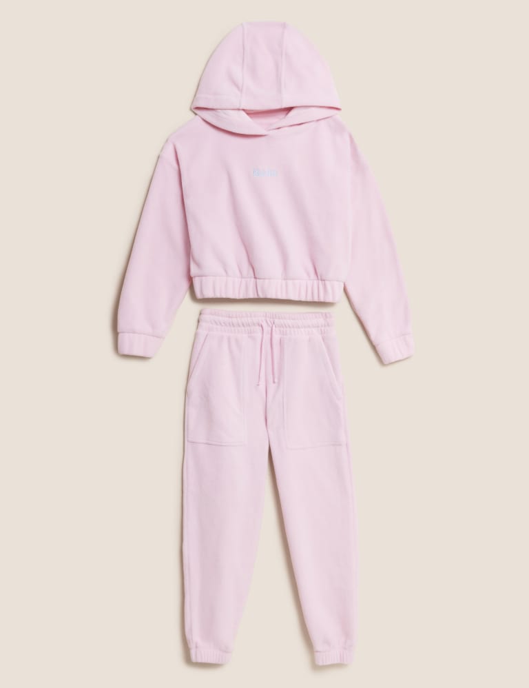 Nike KIDS Solid Color Fleeced Cotton Hoodie and Joggers Set girls