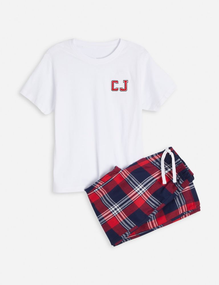 Personalised Kids Monogrammed Tartan Pyjamas by Alphabet (5-12 Yrs) 1 of 3
