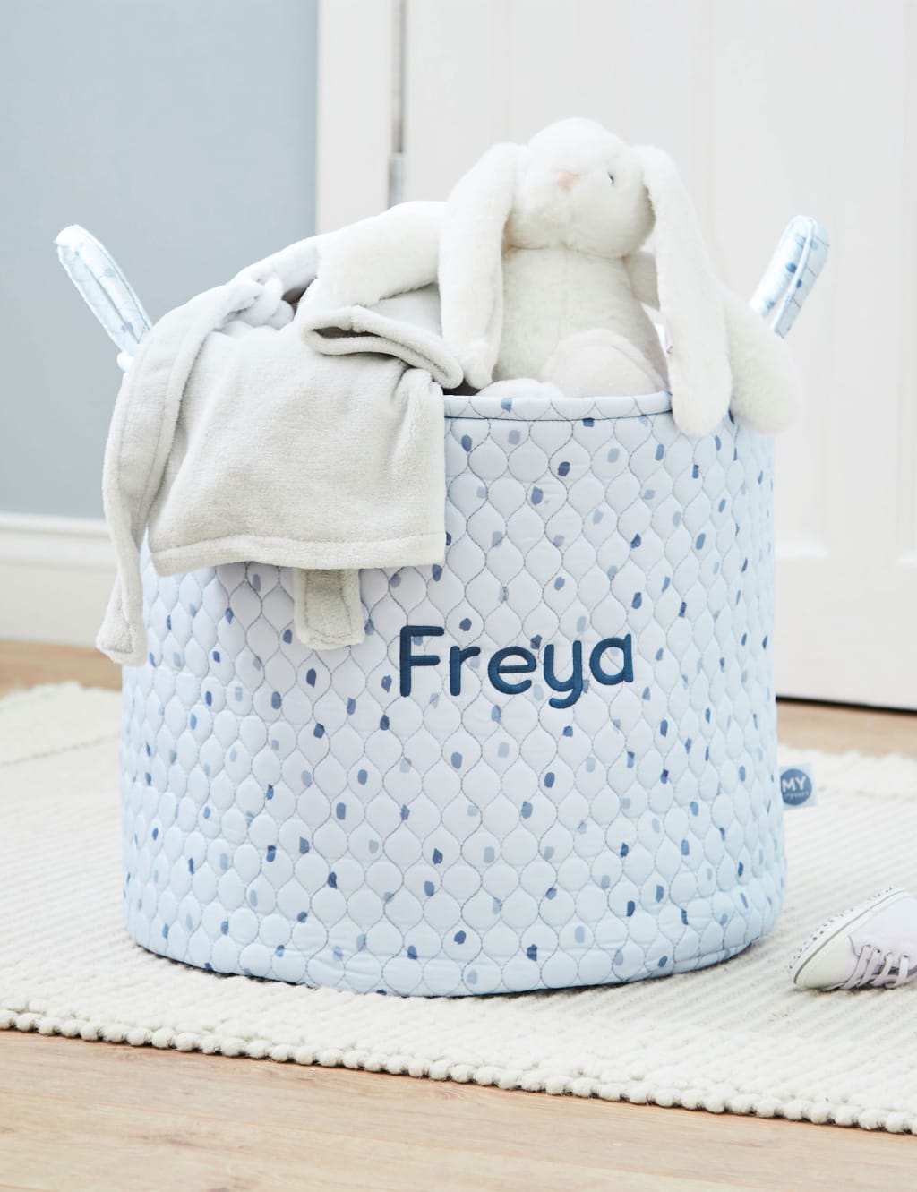 Personalised Large Blue Polka Dot Storage Bag 3 of 4