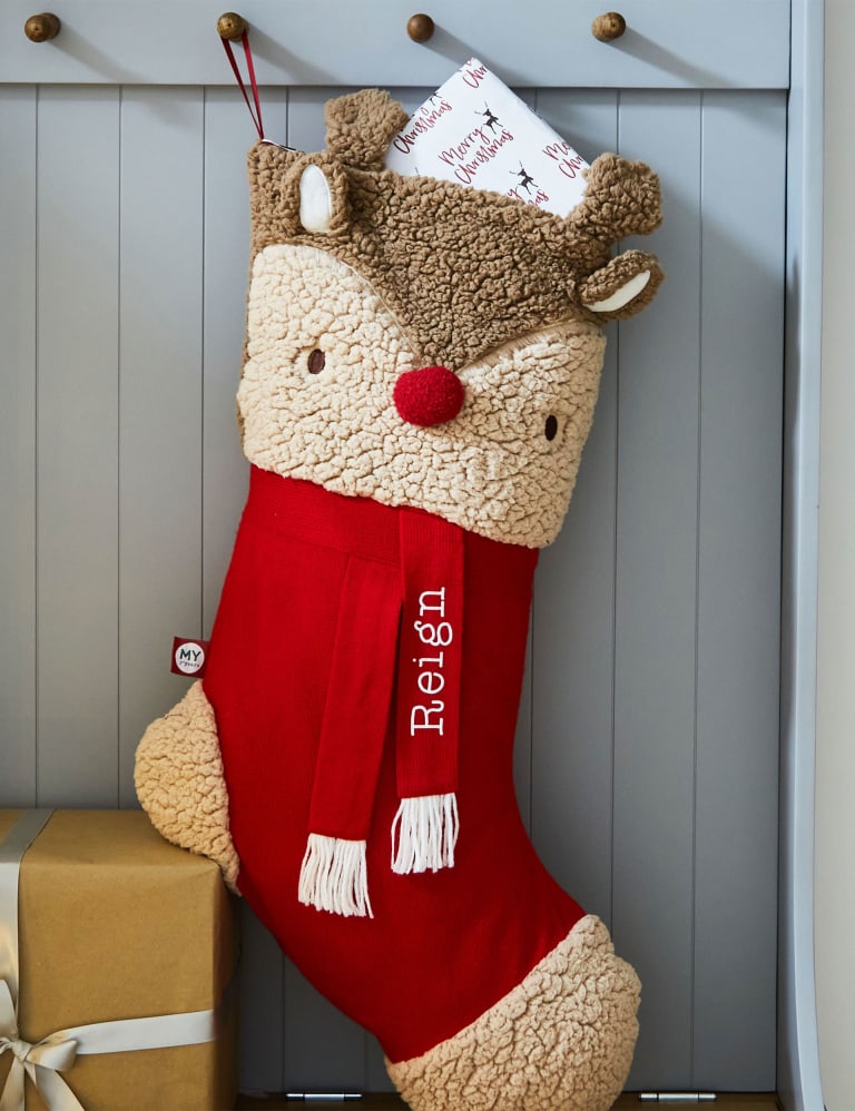 Personalised Large Reindeer Stocking My 1st Years M S
