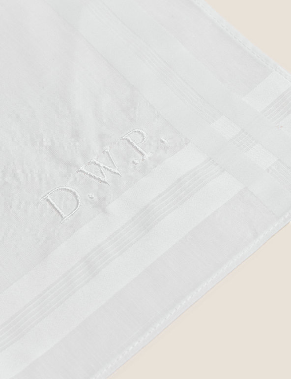Personalised Premium Quality 100% White Cotton Handkerchief Name Large Mens 