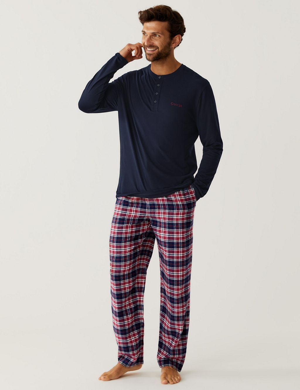 Personalised Men's Brushed Cotton Pyjama Set | M&S Collection | M&S