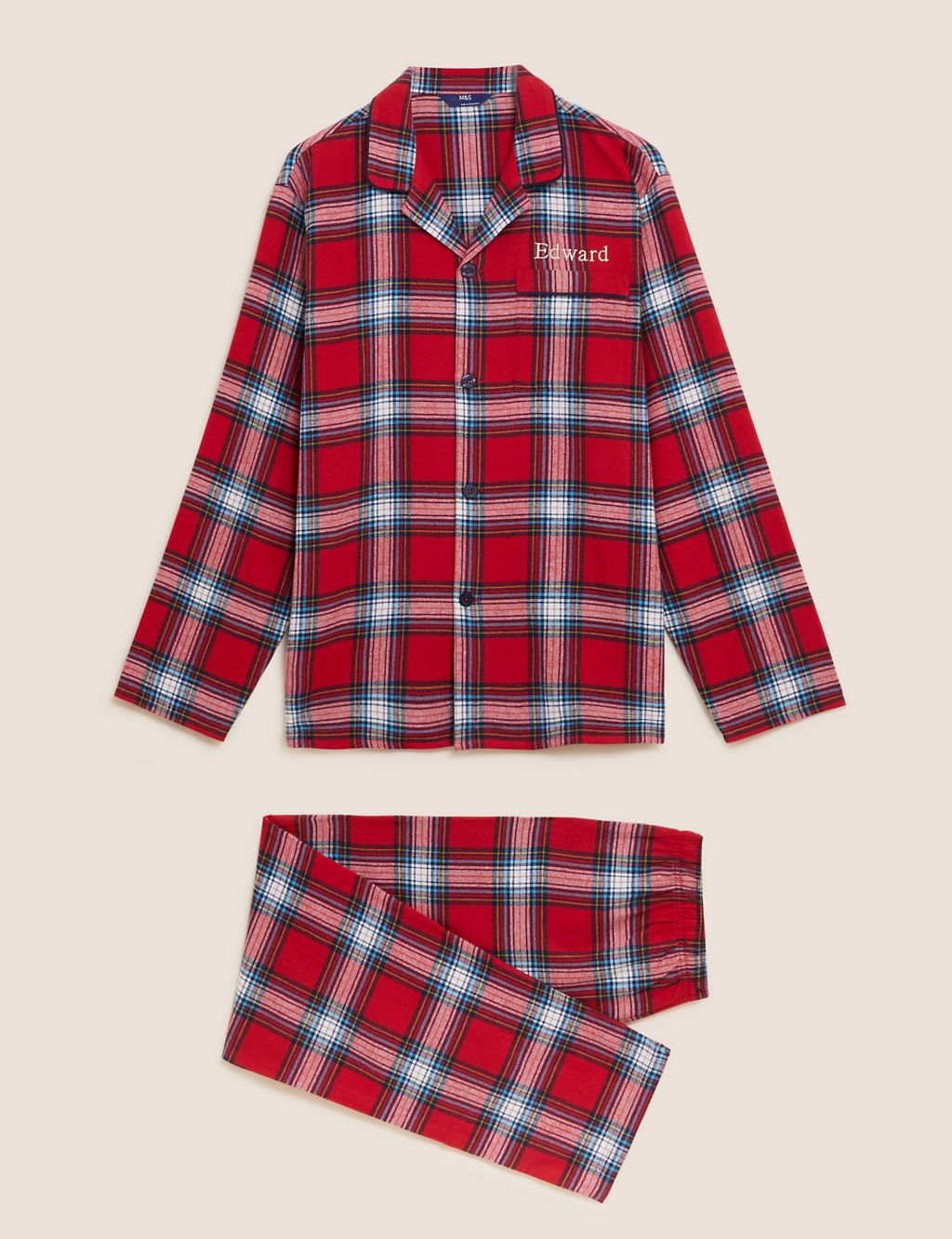 Personalised Men's Family Checked Pyjamas | M&S Collection | M&S