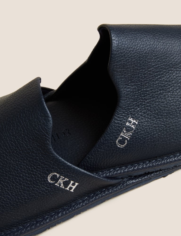 Marks and spencer mens leather slippers online