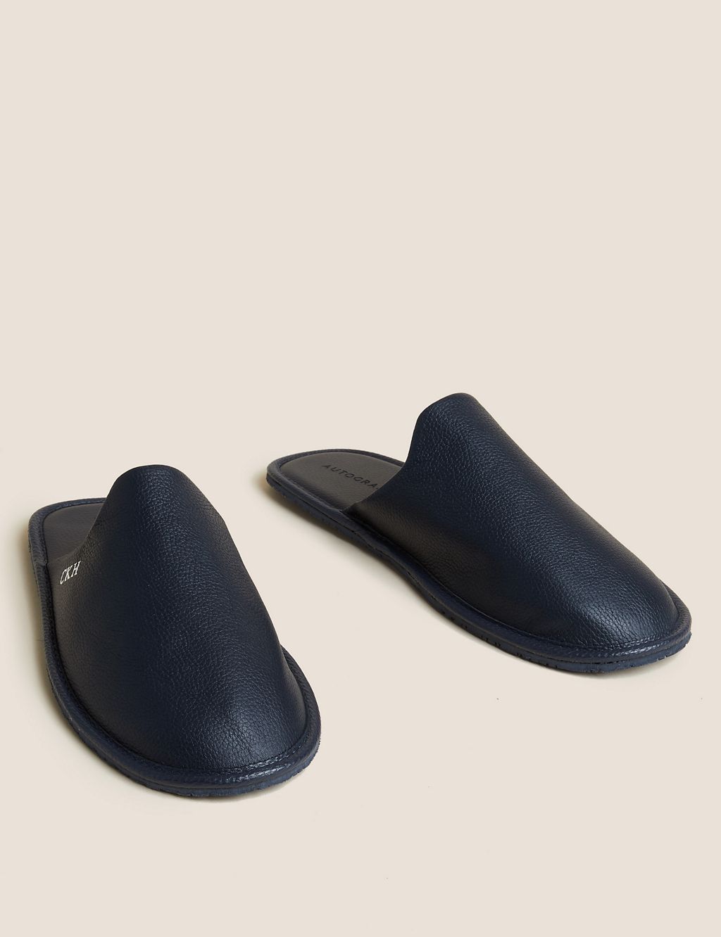 Personalised Men's Leather Mule Slippers | Autograph | M&S