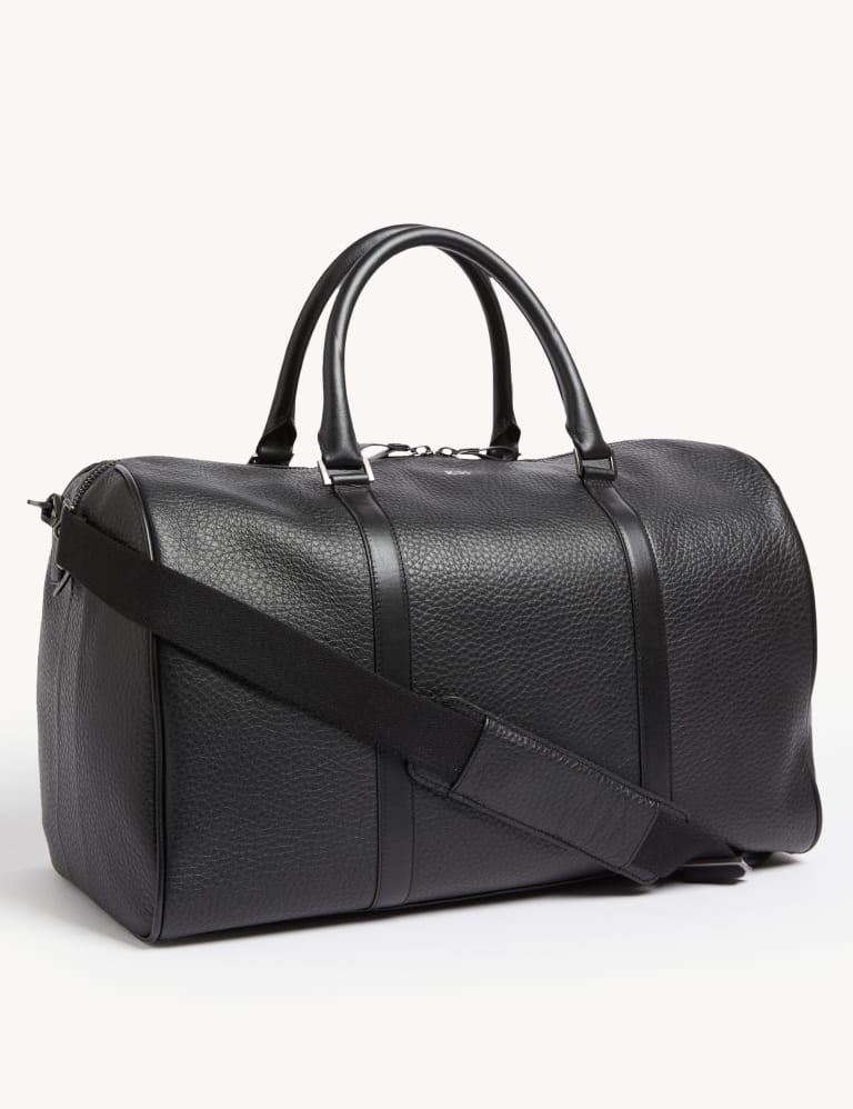 Men's Weekend Bag, Black Leather Duffle - Keepall 50