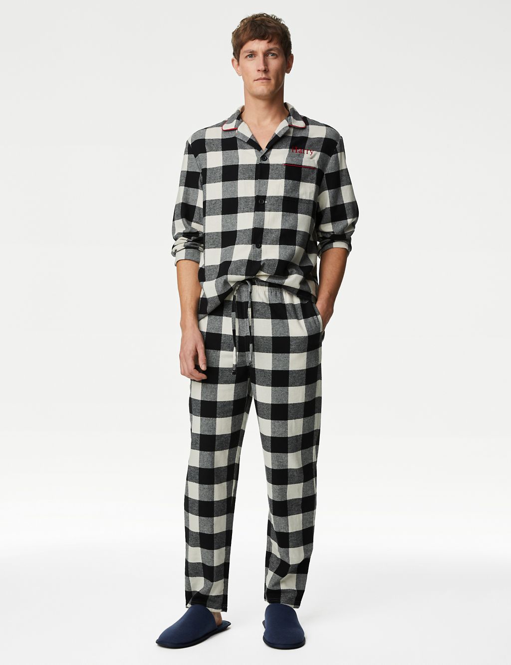 Personalised Men's Mono Check Pyjama Set 3 of 6