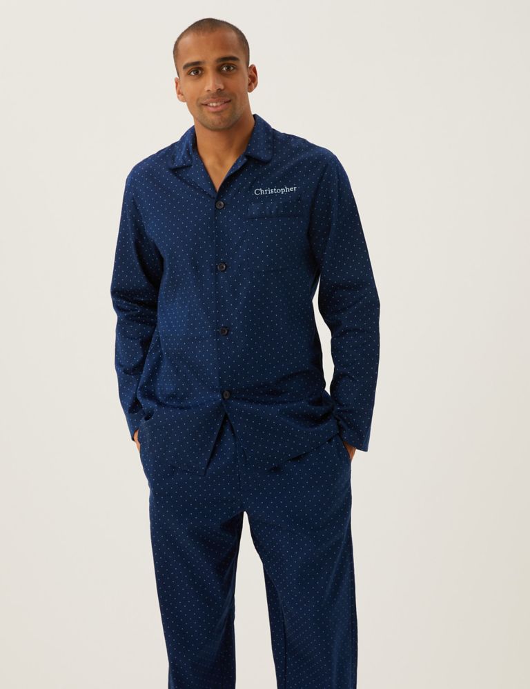Stripe Classic Button-Front Pajamas - Navy in Men's Cotton Pajamas, Pajamas  for Men
