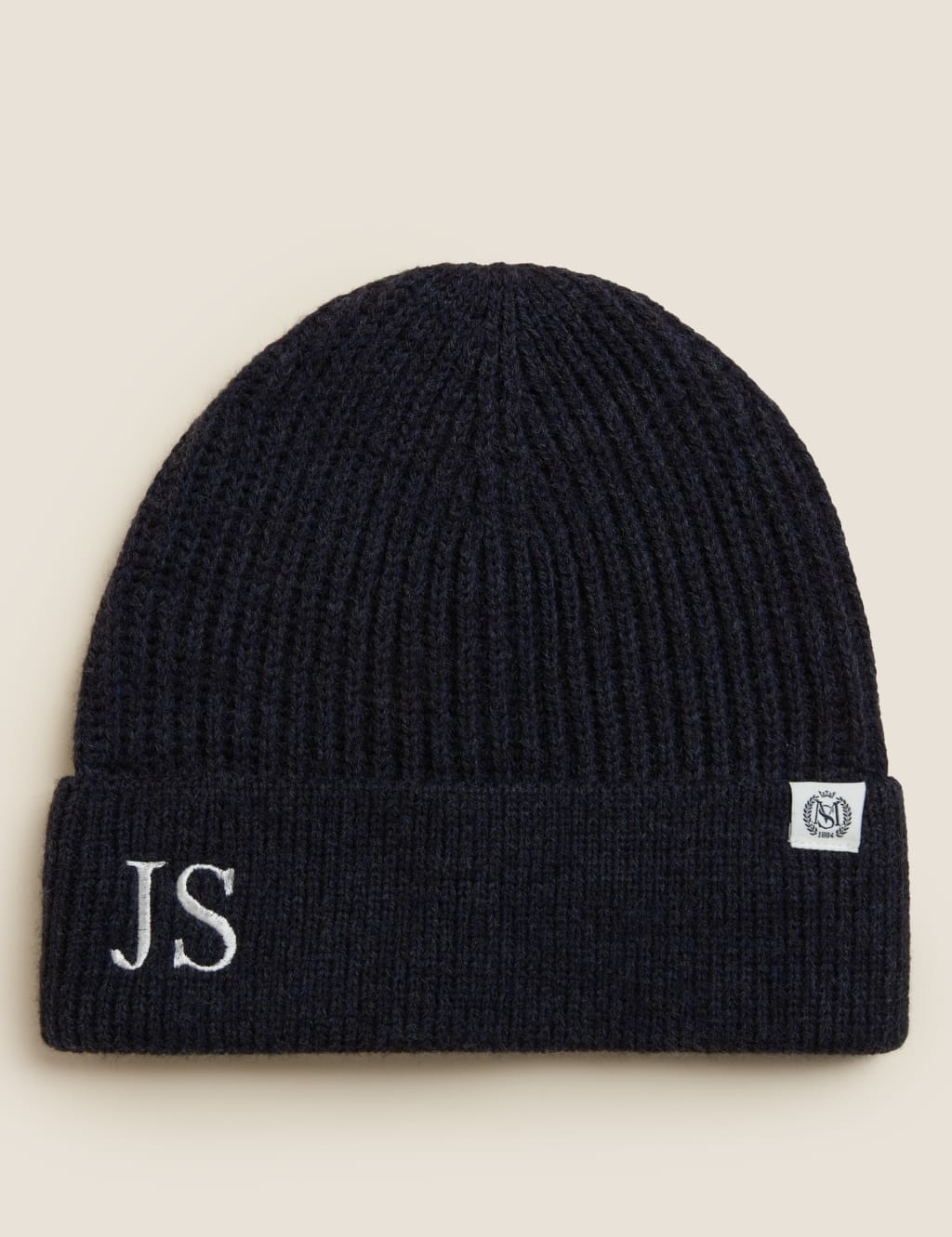 Personalised Men's Rib Beanie Hat M&S Collection M&S
