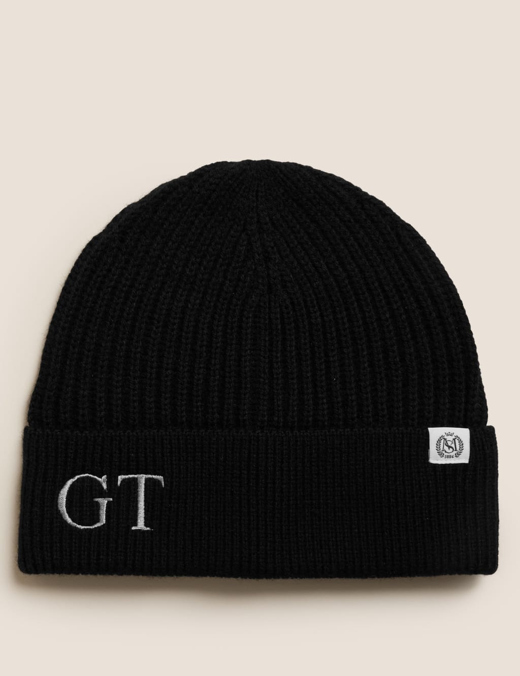 Personalised Men's Rib Beanie Hat M&S Collection M&S