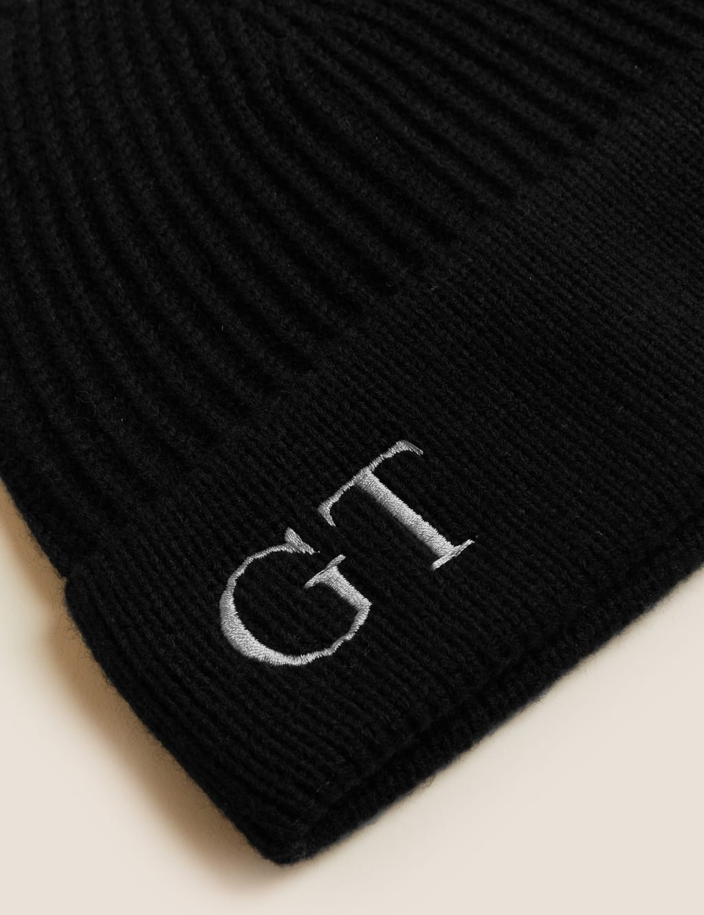 Personalised Men's Rib Beanie Hat M&S Collection M&S