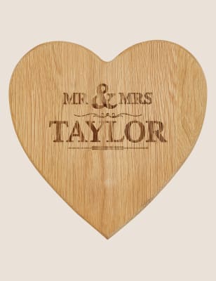 marksandspencer.com | Personalised Mr & Mrs Heart Chopping Board