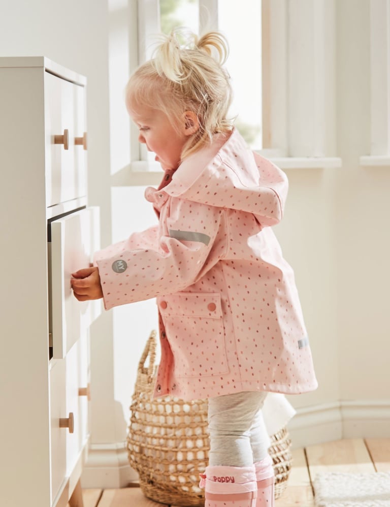 Pink polka dot raincoat hotsell