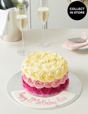 Personalised Piped Rose Sponge Cake Serves 24 M S