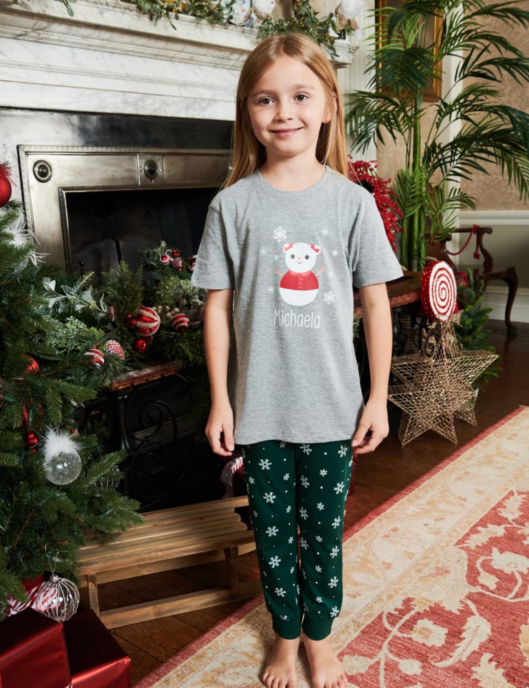 Personalised Snowman Girls Pyjamas 5 12 Yrs Dollymix M S