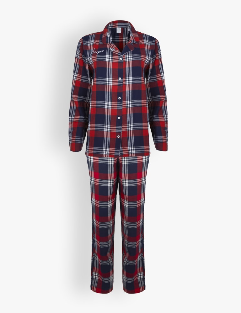 YOURS Curve Plus Size Red Tartan Print Fleece Pyjama Bottoms