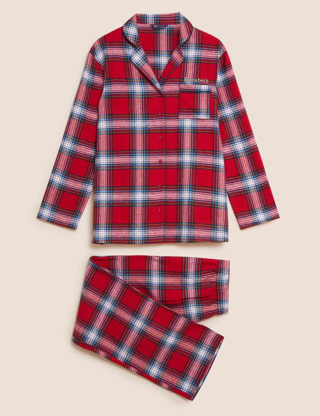 Personalised flannel pyjamas top
