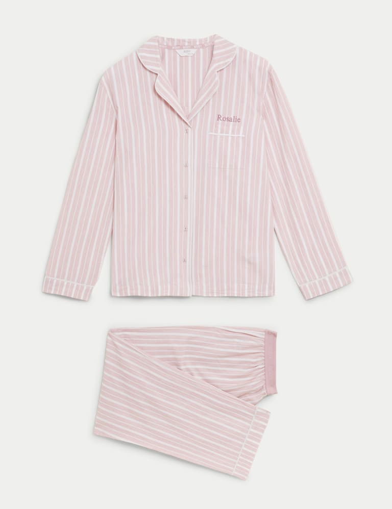 2-pack cotton poplin pyjama shorts - Light pink/Striped - Ladies