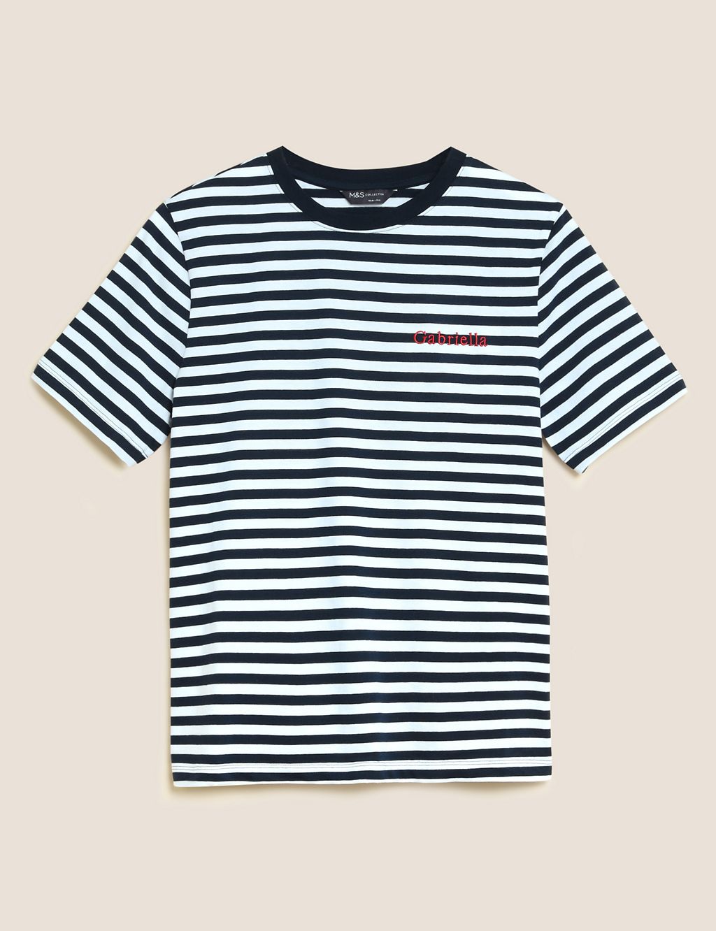 Personalised Women's Striped Straight Fit T-Shirt | M&S Collection | M&S