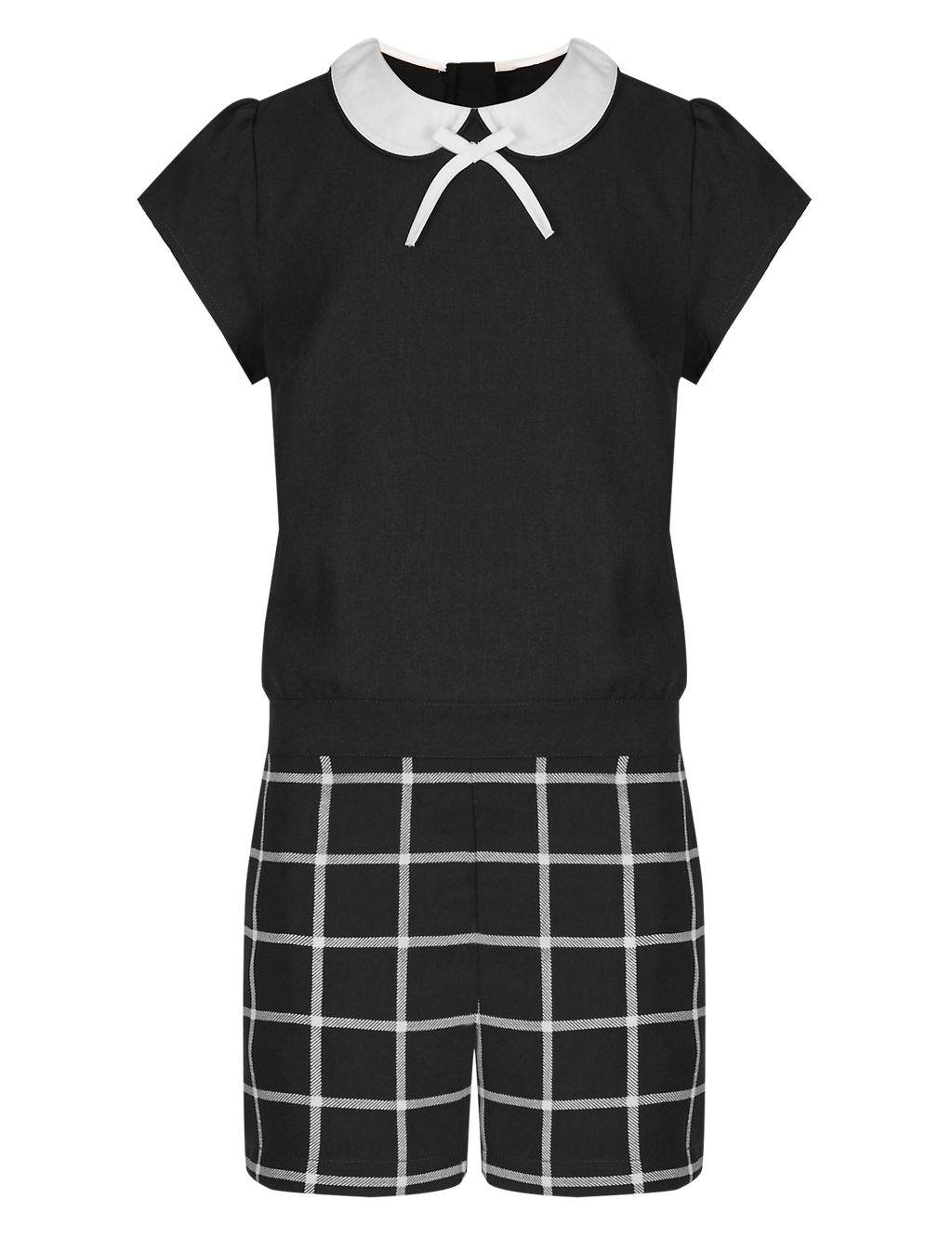 Peter Pan Collar Checked Playsuit (5-14 Years) 1 of 3
