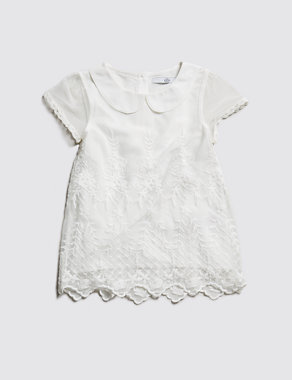 Peter Pan Collar Embroidered Lace Top (1-7 Years) Image 2 of 3
