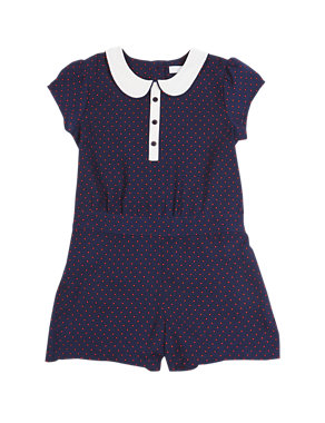 Peter Pan Collar Spotted Playsuit (1-7 Years) Image 2 of 3
