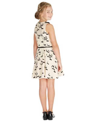 Peter Pan Collar Swan Print Dress with Belt (5-14 Years) Image 3 of 3