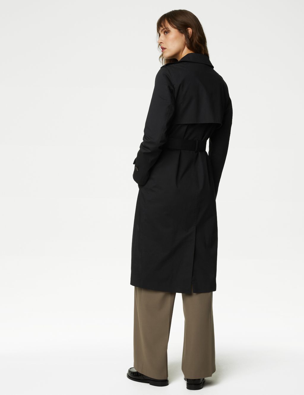 Petite Cotton Rich Double Breasted Trench Coat | M&S Collection | M&S