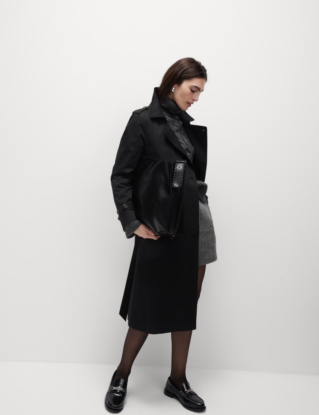 Petite Cotton Rich Double Breasted Trench Coat | M&S Collection | M&S