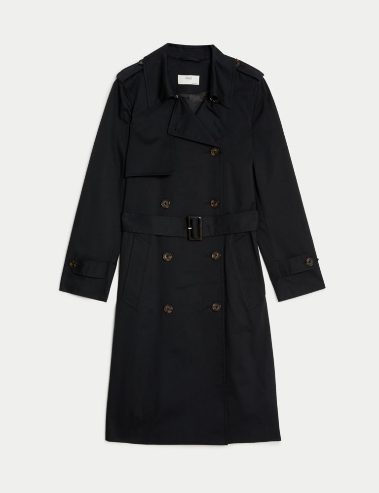 Petite Cotton Rich Double Breasted Trench Coat 2 of 6