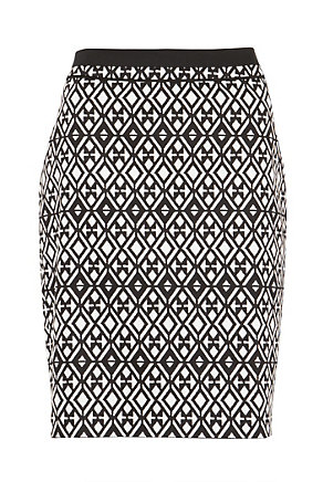 Petite Cotton Rich Italian Geometric Print Pencil Skirt Image 2 of 5