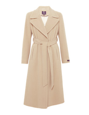 Petite Wool Blend Long Belted Wrap Coat with Cashmere Image 2 of 9