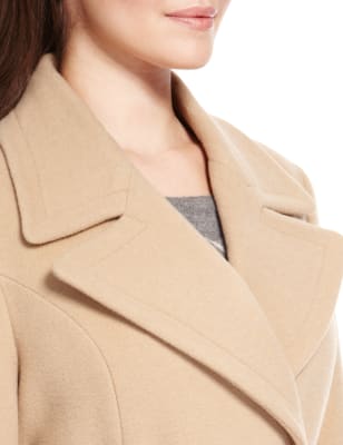 Calvin Klein Women's Classic Cashmere Wool Blend Coat, Camel, 14