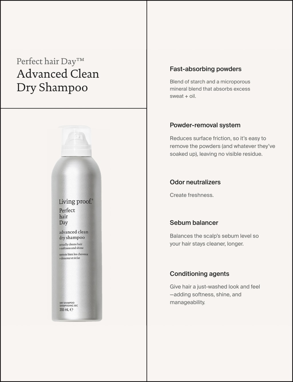 PhD Advanced Clean Dry Shampoo 355ml Living proof.® M&S