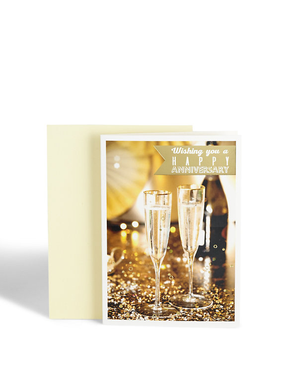 Photographic Champagne Anniversary Card Image 1 of 2