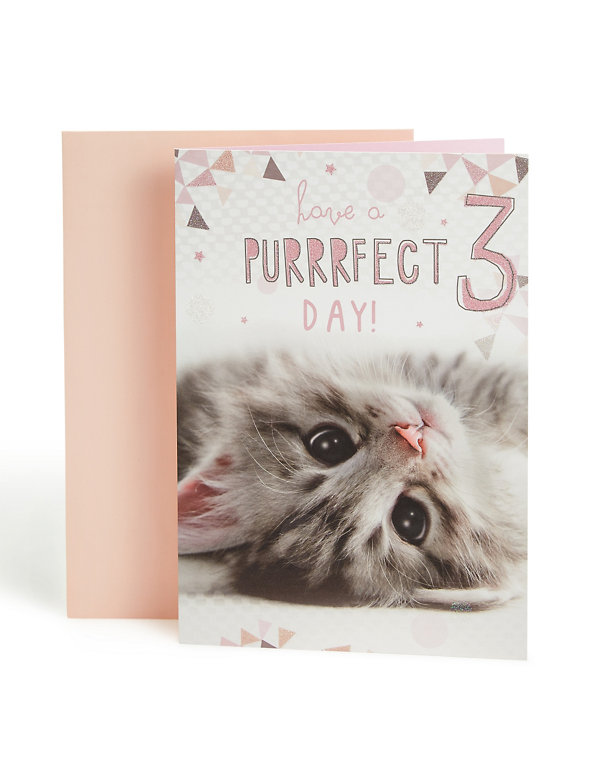 Photographic Kitten 3rd Birthday Card Image 1 of 2