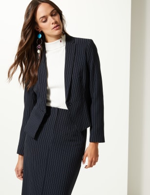 Black striped blazer womens sale