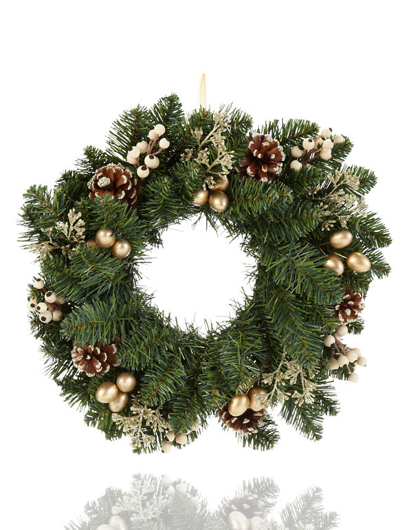 Pine Cones and Gold Berries Spruce Christmas Wreath Image 1 of 2