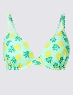 Pineapple Print Plunge Bikini Top B-F Image 2 of 4