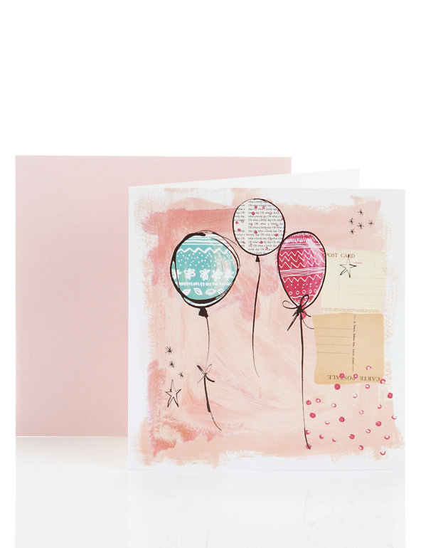 Pink Balloons Blank Card Image 1 of 1
