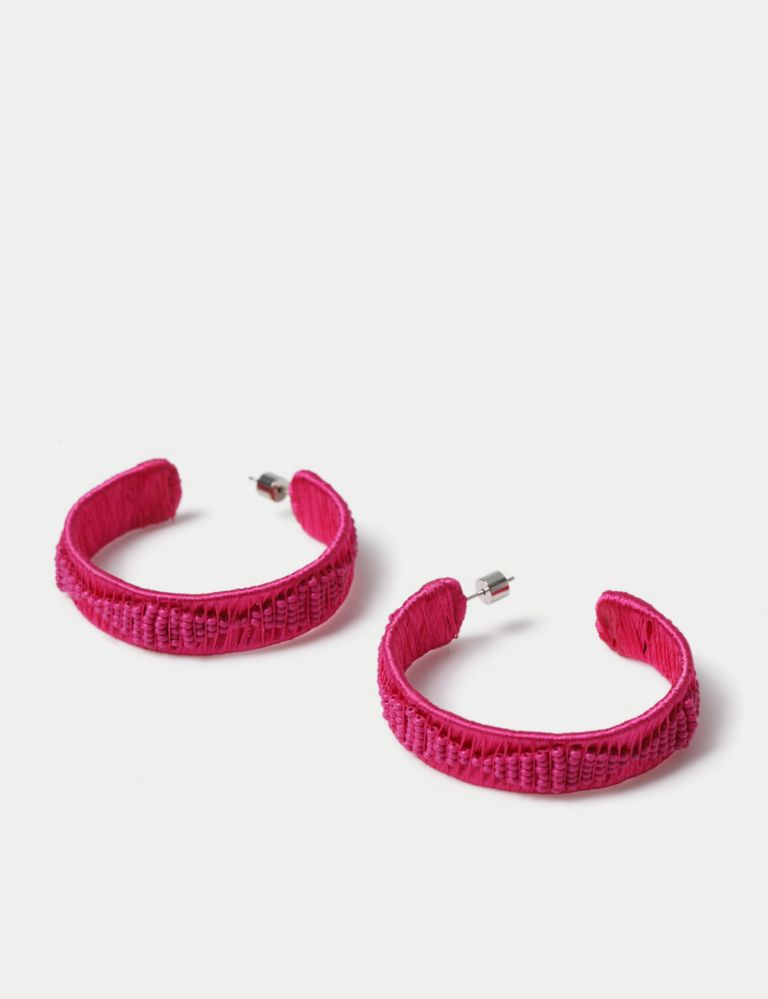 Pink Beaded Hoop Earring 2 of 2