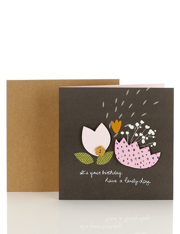 Pink Floral Birthday Card Image 1 of 2