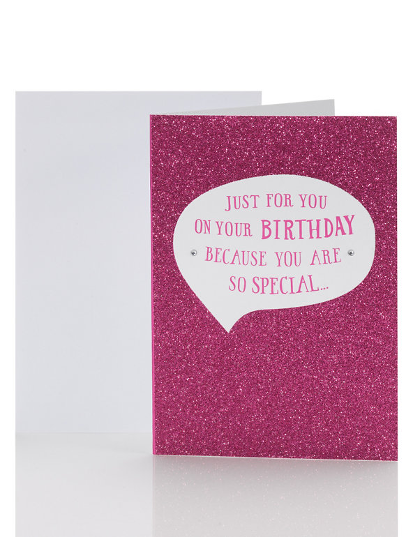 Pink Glitter Birthday Card Image 1 of 2