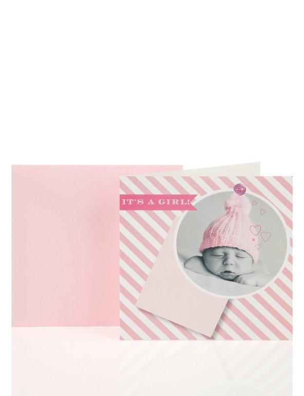 Pink Photo Baby Card Image 1 of 2