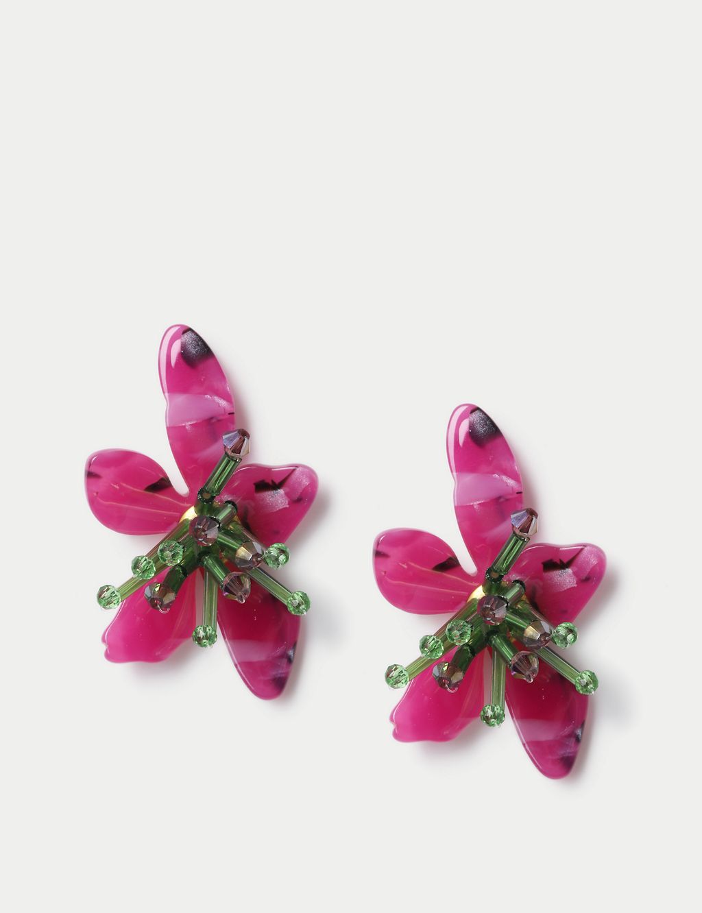 Pink Resin Flower Oversized Stud Earring 2 of 2